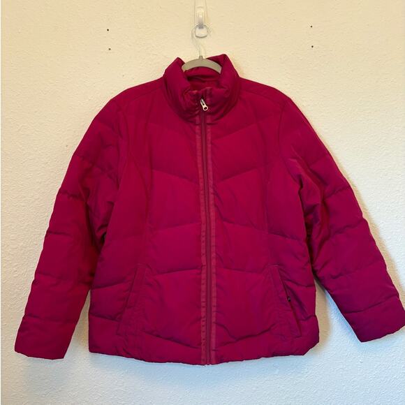 Lands' End Jackets & Blazers - Lands' End Fuschia Down Puffer Jacket Coat Large